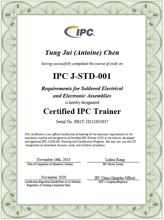IPC J-STD-001 CIT
